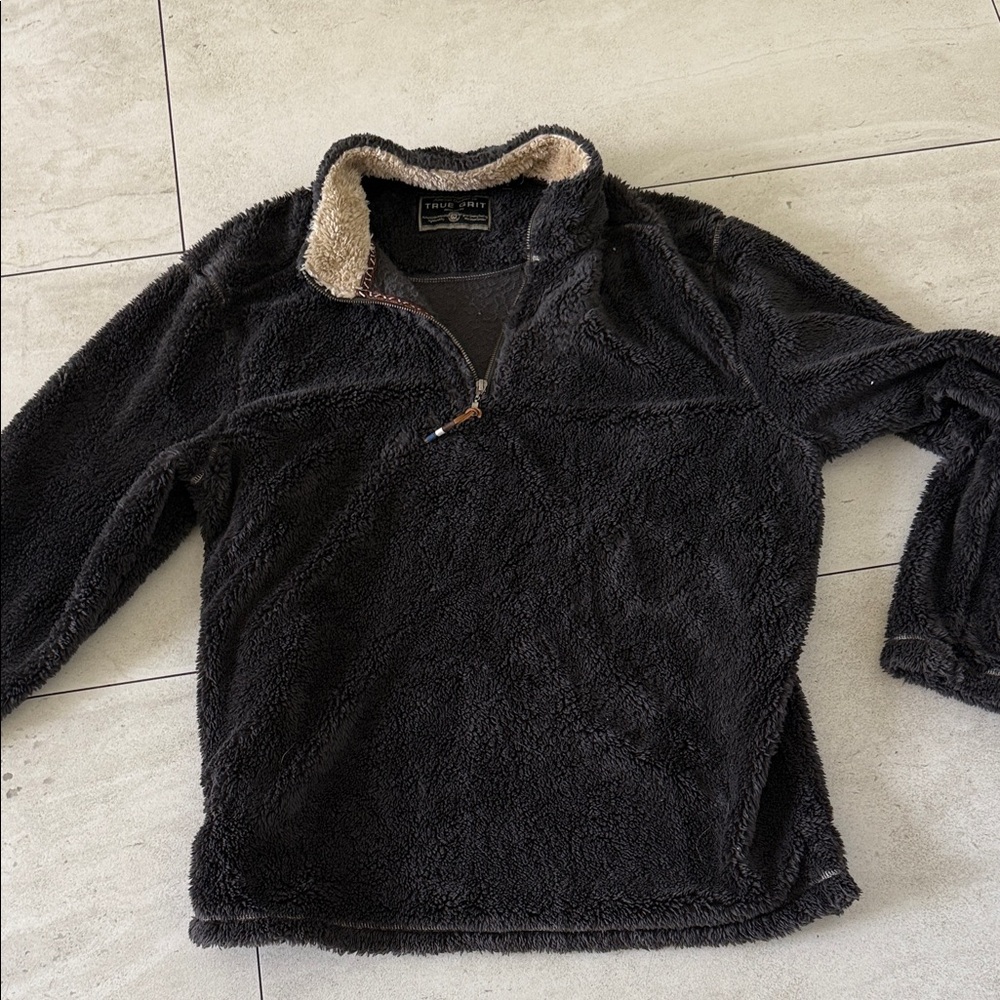 True Grit Black Fleece Quarter-Zip with Cream Lining
